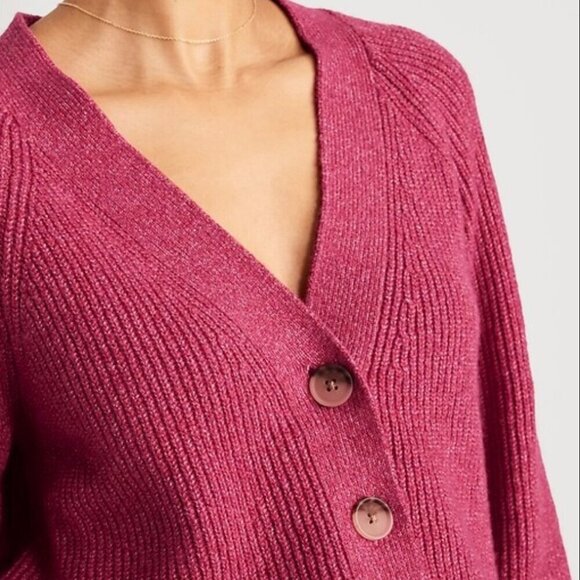 Old Navy Cozy Button-Up Pink Cardigan Sweater - Size M - Picture 2 of 11